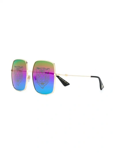 Shop Gucci Oversized Square Frame Sunglasses In Gold