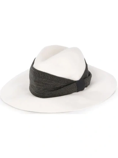 Shop Brunello Cucinelli Fedora Hat In White