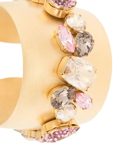 Shop Melissa Kandiyoti Embellished Wide Bangle Bracelet In Gold