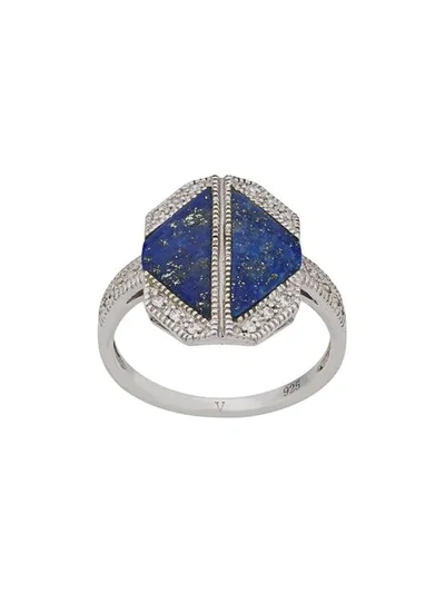 Shop V Jewellery Lapis Ring In Silver