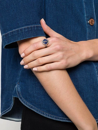 Shop V Jewellery Lapis Ring In Silver