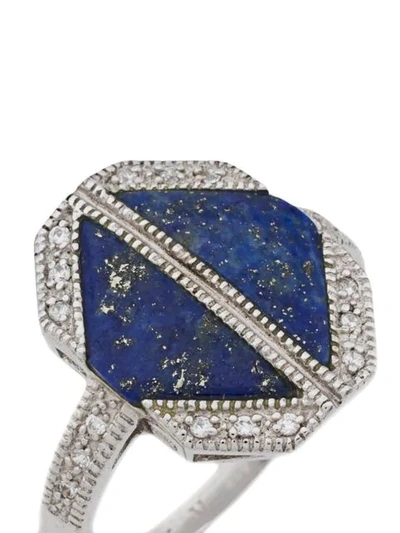 Shop V Jewellery Lapis Ring In Silver