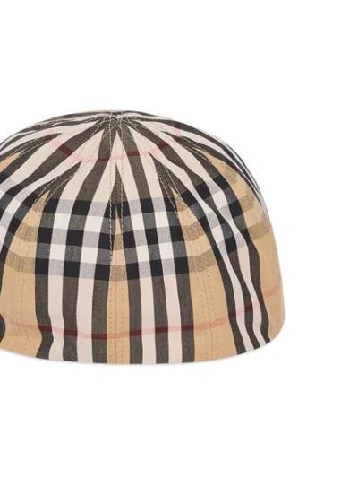 Shop Burberry Vintage Check Cotton Flat Cap In Yellow