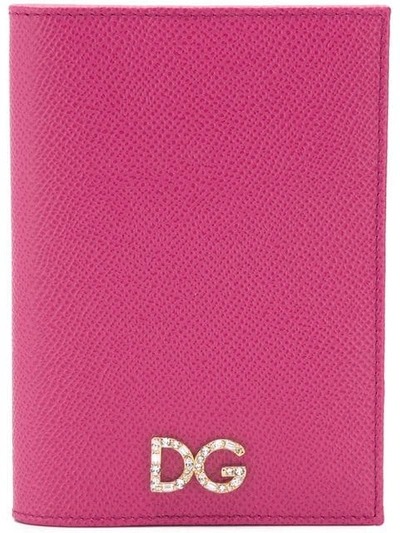 Shop Dolce & Gabbana Embellished Logo Wallet In Pink