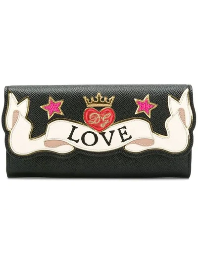Shop Dolce & Gabbana Embroidered Continental Wallet In Black