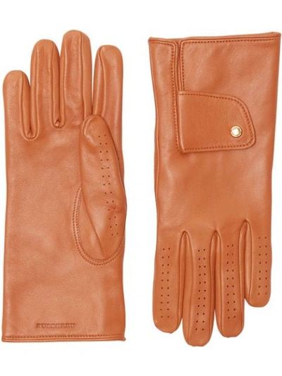 Shop Burberry Cashmere-lined Lambskin Gloves - Brown