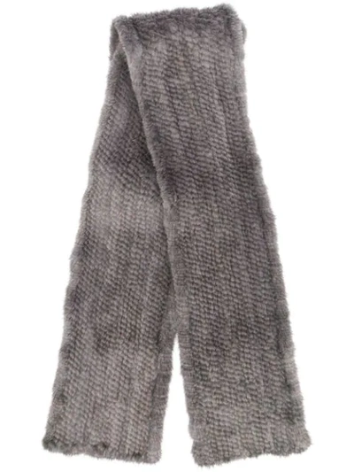 Shop Liska Long Fur Scarf In Grey