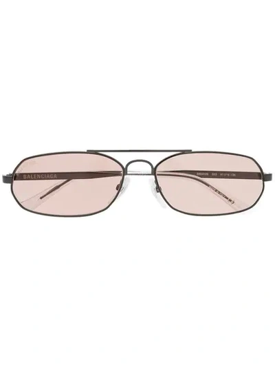 Shop Balenciaga Agent Oval-frame Sunglasses In Black