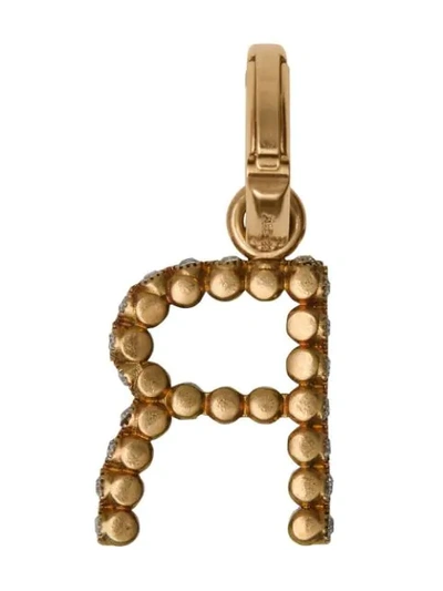 Shop Burberry Crystal ‘r' Alphabet Charm In Gold