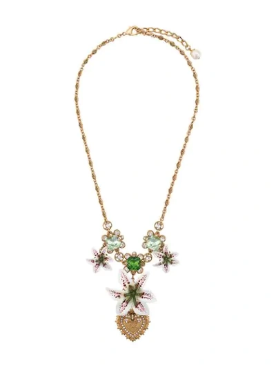 Shop Dolce & Gabbana Floral Necklace In Gold