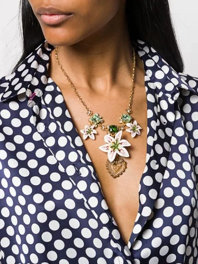 Shop Dolce & Gabbana Floral Necklace In Gold