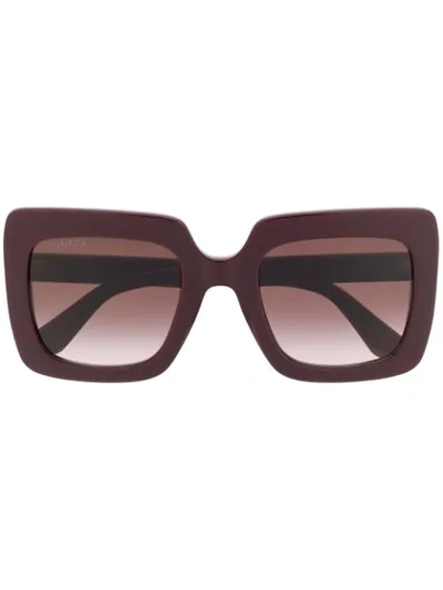 Shop Gucci Square Frame Sunglasses In Red