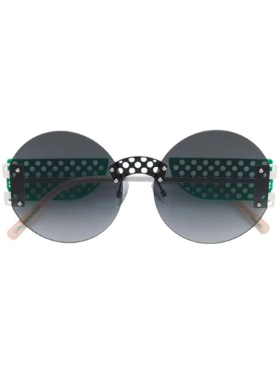 Shop Oxydo Round Tinted Sunglasses In Green