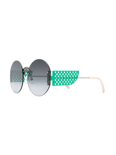 Shop Oxydo Round Tinted Sunglasses In Green