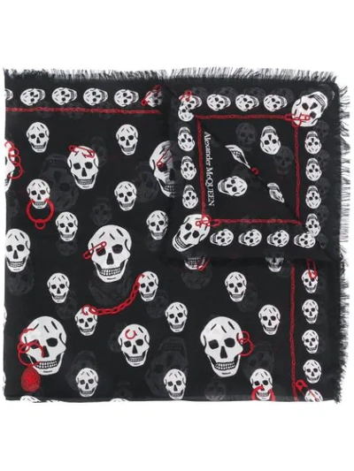 ALEXANDER MCQUEEN SKULL PRINT SCARF - 黑色