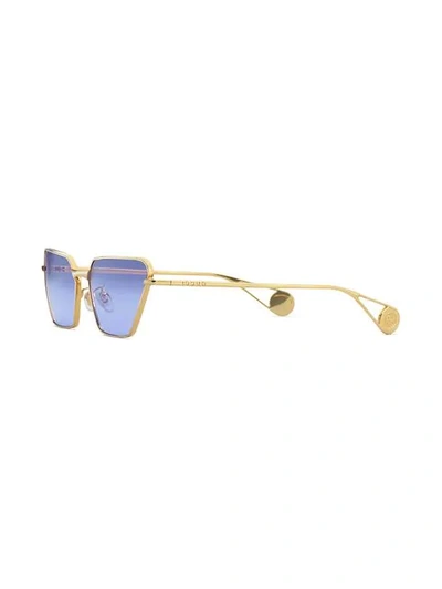 Shop Gucci Rectangular Sunglasses In Gold