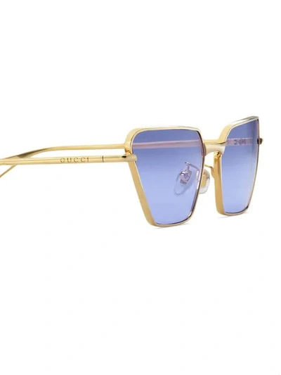 Shop Gucci Rectangular Sunglasses In Gold