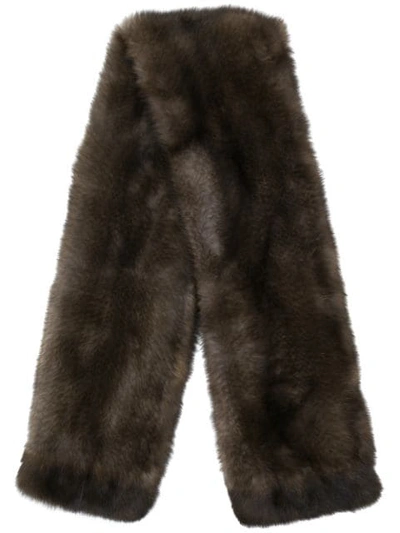 Shop Liska Long Fur Stole In Brown