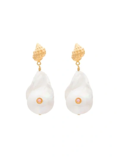 Shop Anni Lu Baroque Pearl Drop Earring In White