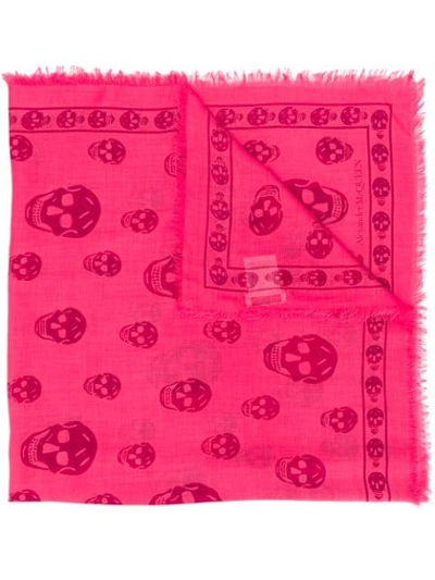 Shop Alexander Mcqueen Skull Print Scarf In 5671 Fuxia