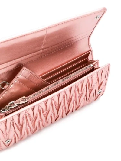 Shop Miu Miu Matelassé Flap Wallet - Pink