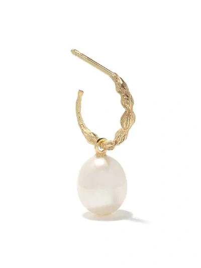 Wouters & Hendrix Gold 18kt Yellow Gold Organic Pearl Hoops In Yellow Gold