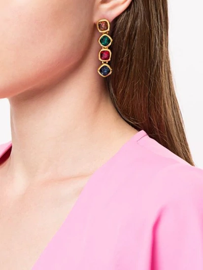 Shop Kenneth Jay Lane Gemstones Drop Earrings In Multicolour