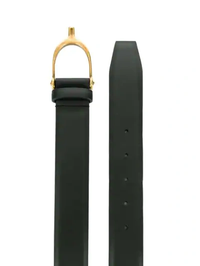 Shop Gucci Horseshoe Buckle Belt In Black