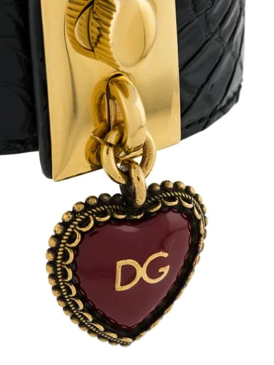 Shop Dolce & Gabbana Heart Locket Cuff Bracelet In Black