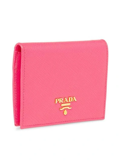 Shop Prada Logo-plaque Folding Wallet In Pink