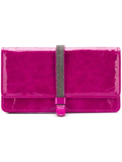Shop Fabiana Filippi Embellished Strap Wallet In Purple
