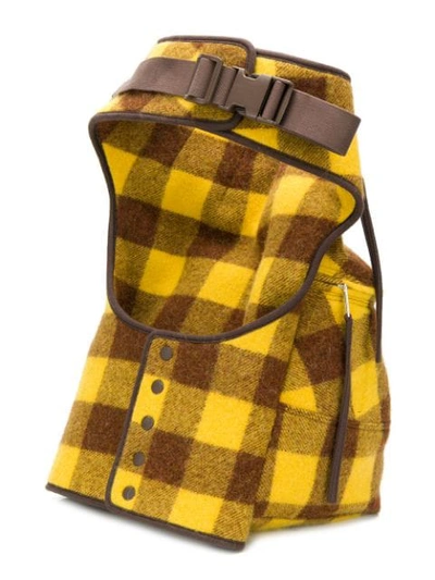 Shop Rick Owens Checked Printed Belted Purse In Yellow