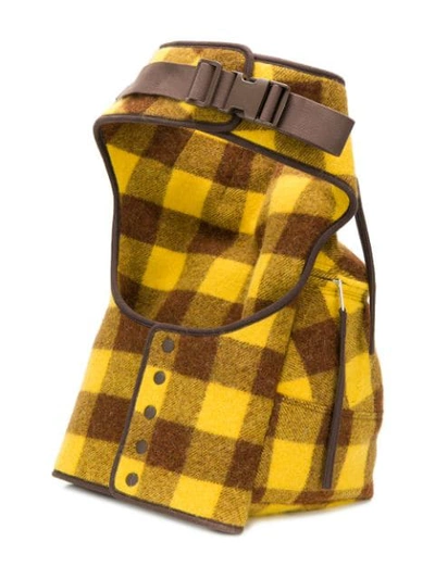 Shop Rick Owens Checked Printed Belted Purse In Yellow