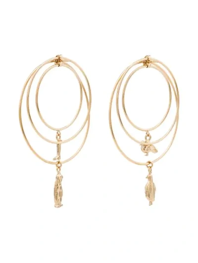 Shop Marni Three-hoop Charm Earrings In Gold
