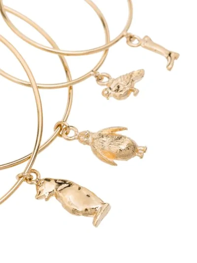 Shop Marni Three-hoop Charm Earrings In Gold