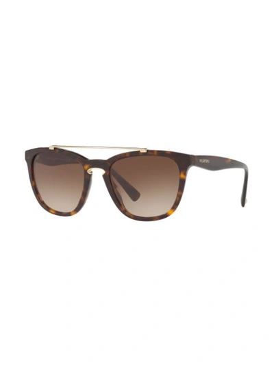 Shop Valentino Square Frame Sunglasses In Brown