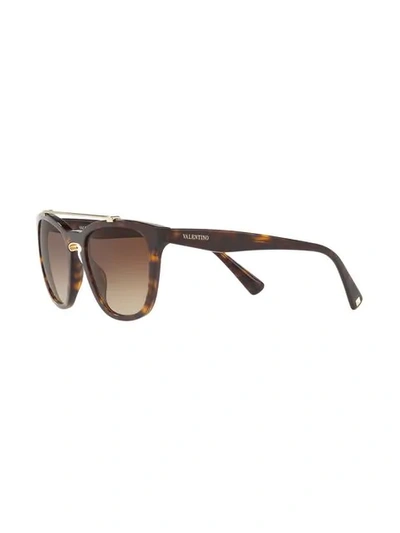 Shop Valentino Square Frame Sunglasses In Brown