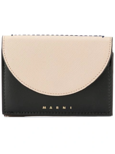 Shop Marni Curved Flap Wallet In Neutrals