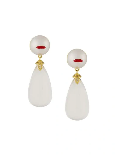 Shop Eshvi Teardrop Earrings In White