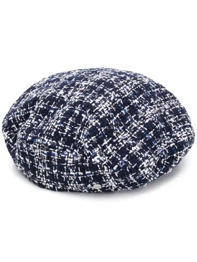 Shop Maison Michel Flore Beret In Blue