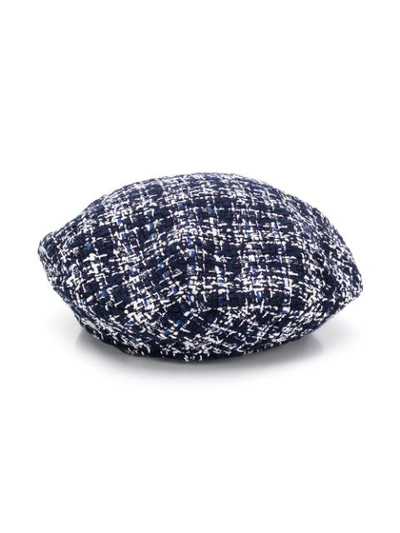 Shop Maison Michel Flore Beret In Blue