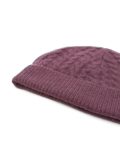 Shop Aspesi Cable Knit Beanie - Purple