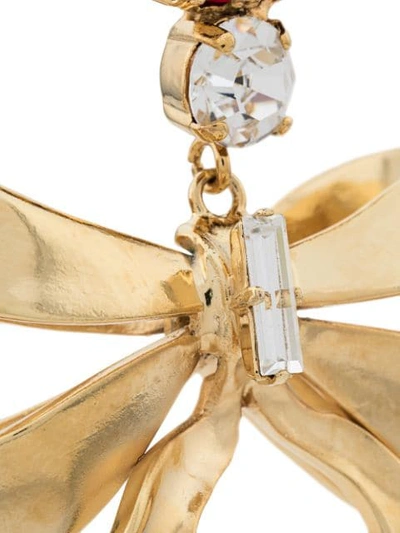 Shop Alessandra Rich Bow Gem Drop Earrings - Gold