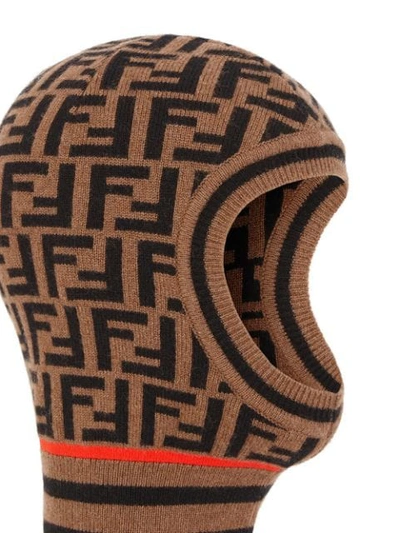 Shop Fendi Ff Motif Balaclava-style Hat In Brown