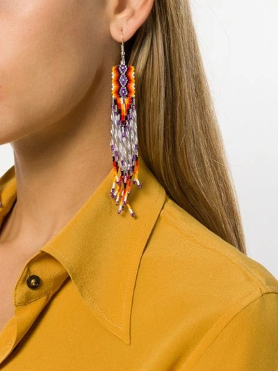 Shop Jessie Western Bead Fringed Earrings In Metallic