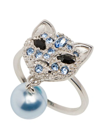Shop Miu Miu Embellished Cat Ring - Silver