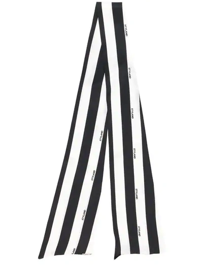Shop Styland Striped Thin Scarf In Black