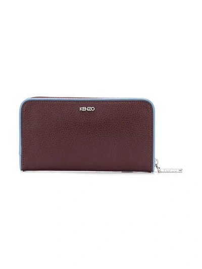 Shop Kenzo Snake Embossed Embroidered Wallet In Red