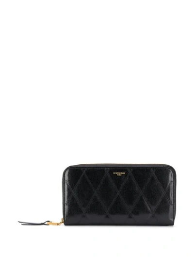 GIVENCHY QUILTED ZIP-AROUND WALLET - 黑色