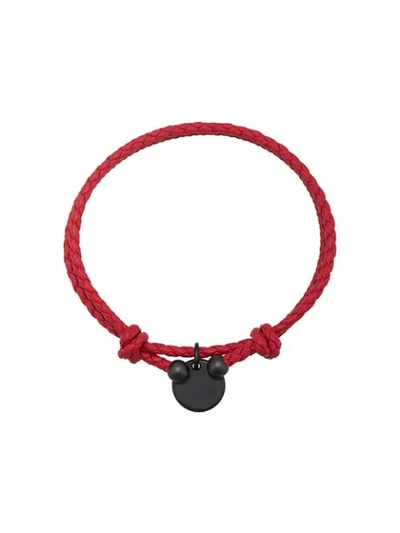 Shop Bottega Veneta Logo Woven Bracelet In Red